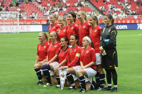 世界足球锦标赛上女运动员秀出实力